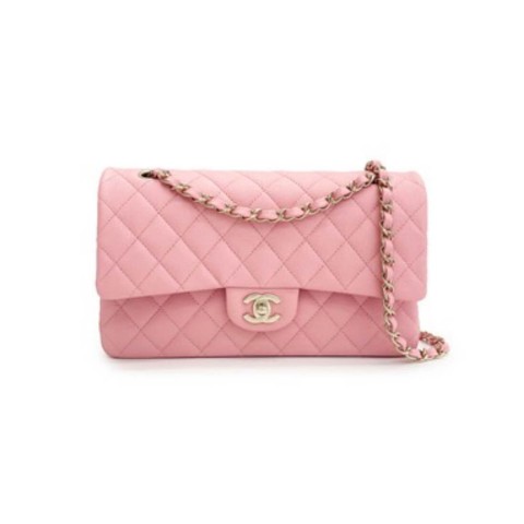 Chanel 25cm Classic Flap Grained Calfskin & Gold Light Pink