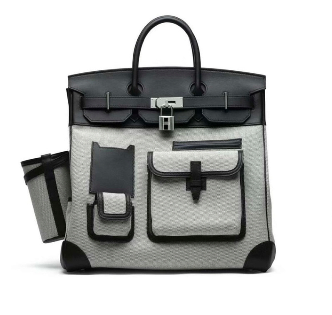 Hermès HAC Birkin Cargo Black Evercalf Leather/Toile H&Palladium Hardware