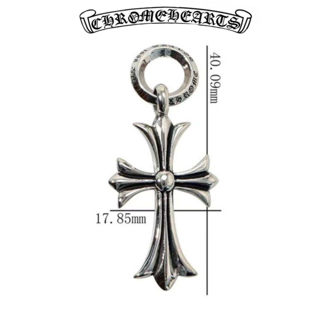 Chrome Hearts Silver  Round Hoop + Cross Pendant (4.9g)