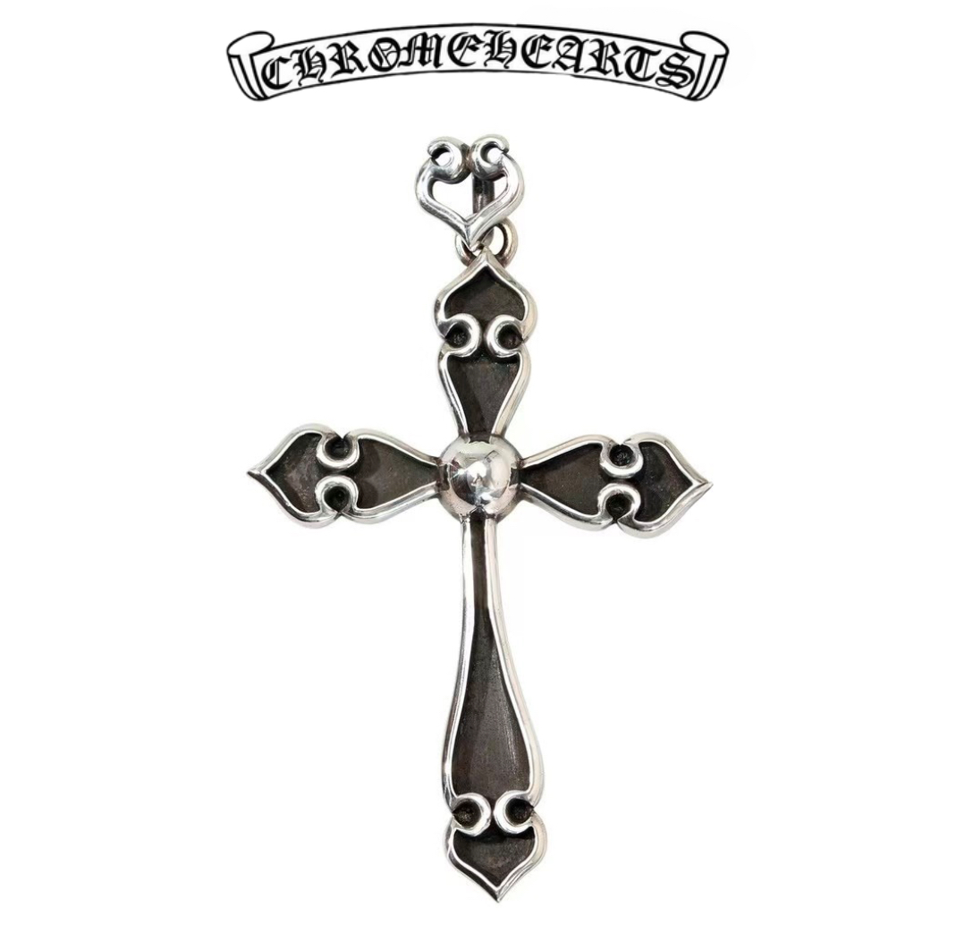 Chrome Hearts Silver  Peach Heart Cross Pendant (34.2g)