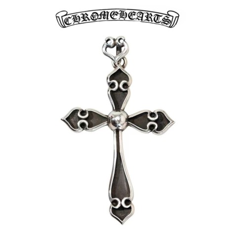 Chrome Hearts Silver  Peach Heart Cross Pendant (34.2g)