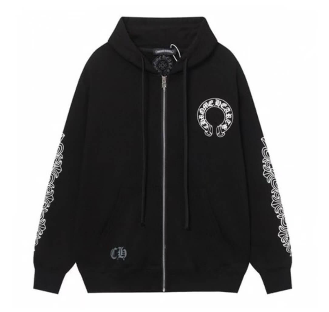 Chrome Hearts  가을·겨울 티베트 문자 & 덩굴 십자가 & 말발굽 프린트 후드 집업 (남녀공용)