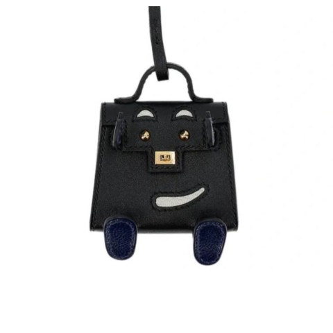 Hermès Kelly Dole Bag Charm Swift Black / Pure White / Sapphire Blue