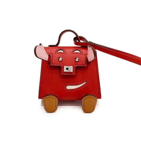 Hermès Kelly Dole Bag Charm Swift China Red / Cherry Blossom Beige / Sesame White