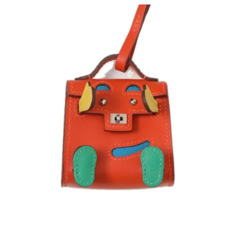 Hermès elly Dole Bag Charm Swift Fire Red / Naples Yellow / Tanzania Blue / Mint Green