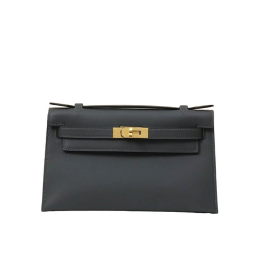 Hermès Kelly Pochette Gris misty Swift&Gold hardware