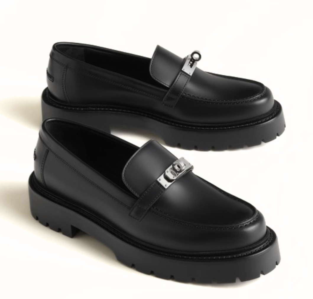 HERMÈS 24FW ICONE Kelly Women’s Loafers Noir